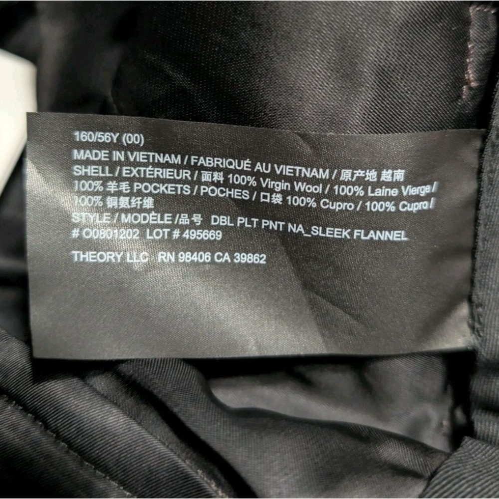 Theory Double Pleat Pants Womens 00 Cacao Brown Virgin Wool Wide Leg O0801202 - Picture 11 of 11